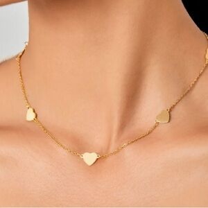 Sweet Heart Decor Necklace Stainless Steel Heart Clavicle Chain Charm Necklace